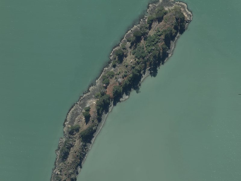 aerial view of Horomaka Island and the ground around it