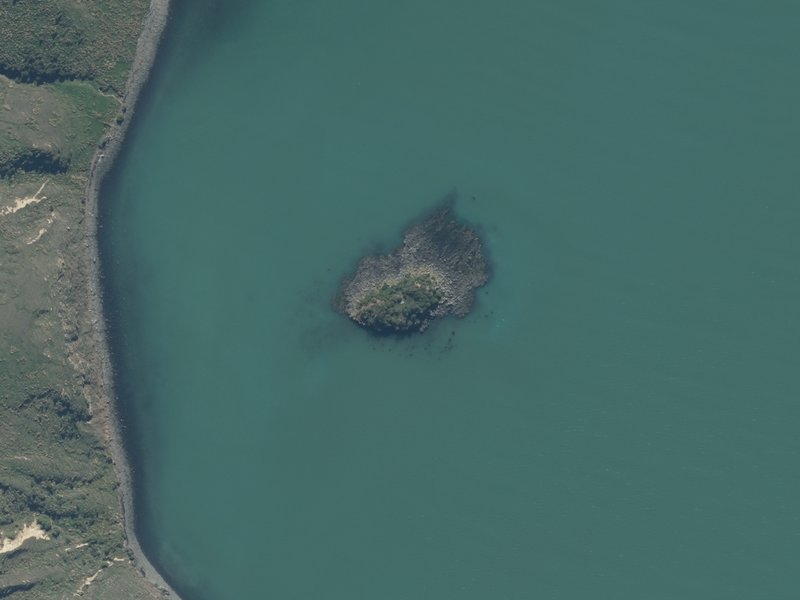 aerial view of Pukerauaruhe Island and the ground around it