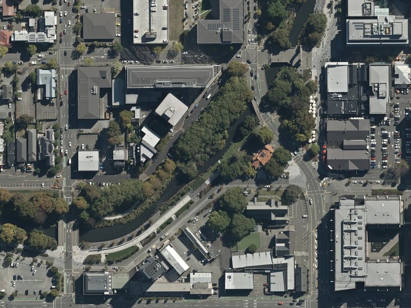 aerial view of Rhododendron Island and the ground around it
