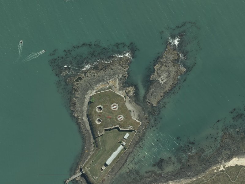 aerial view of Ripapa Island and the ground around it