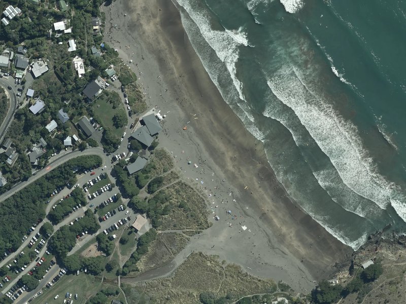 aerial view of Taylor's Mistake Beach and the ground around it