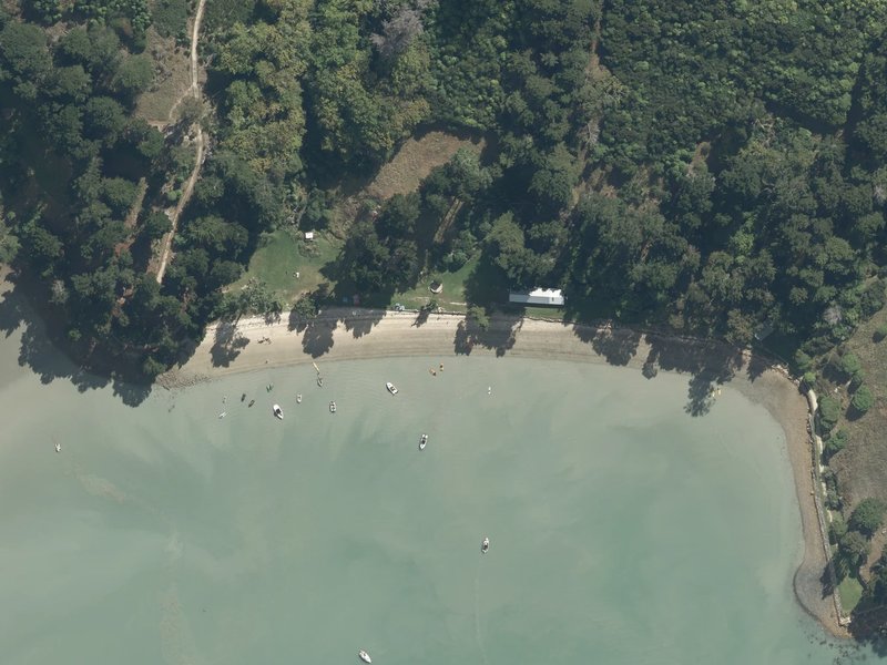 aerial view of Whakamaru Beach and the ground around it