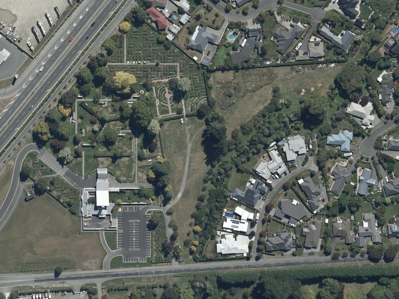 aerial view of Harewood Crematorium and Memorial Gardens and the ground around it