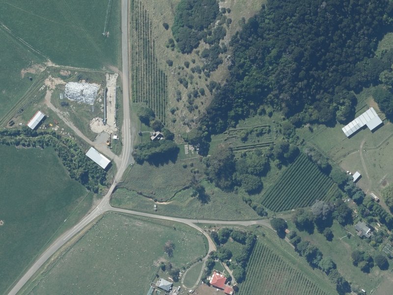 aerial view of Kaituna Valley Cemetery and the ground around it
