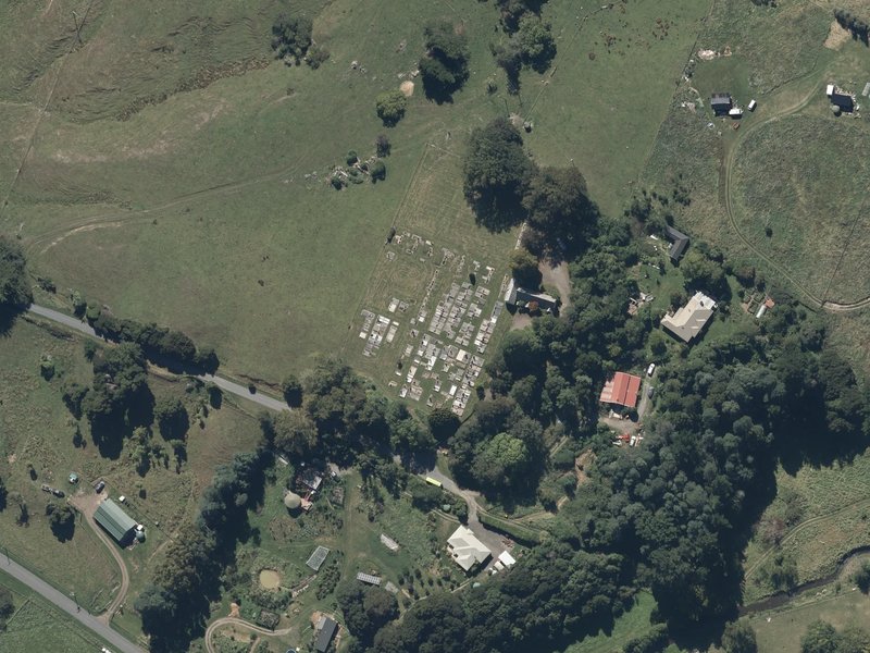 aerial view of Little River Cemetery and the ground around it