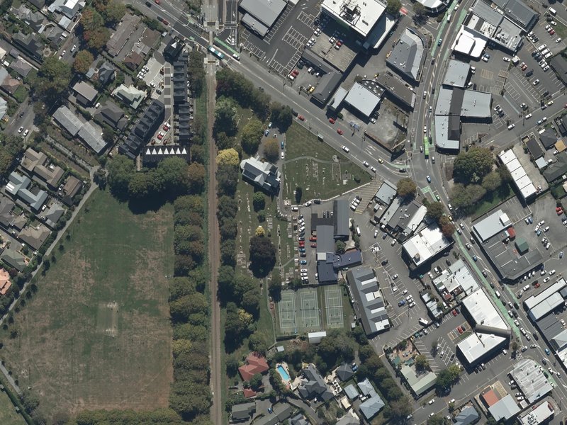 aerial view of Papanui Cemetery and the ground around it