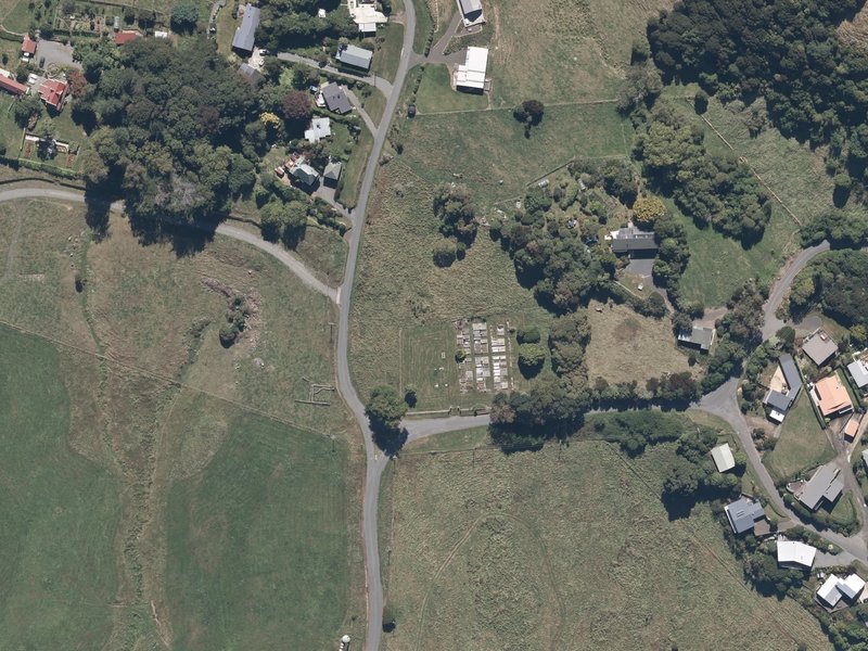 aerial view of Wainui Cemetery and the ground around it
