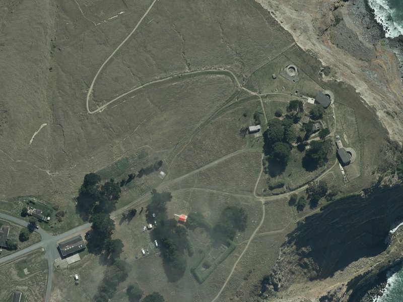 aerial view of Awaroa / Godley Head and the ground around it