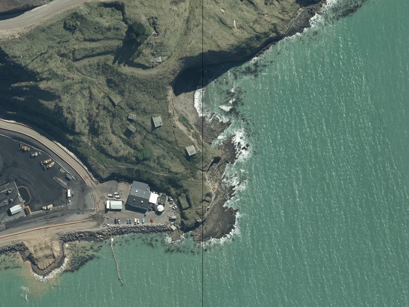 aerial view of Battery Point and the ground around it