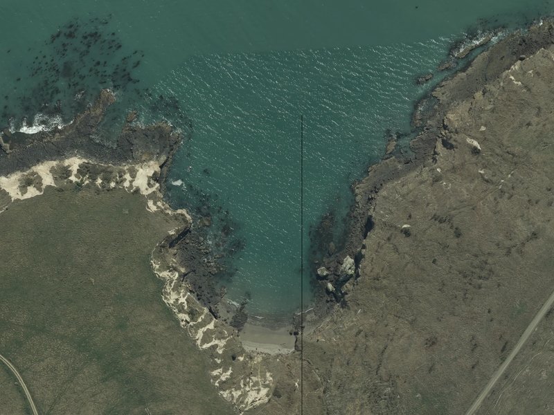 aerial view of Deep Gully Bay and the ground around it