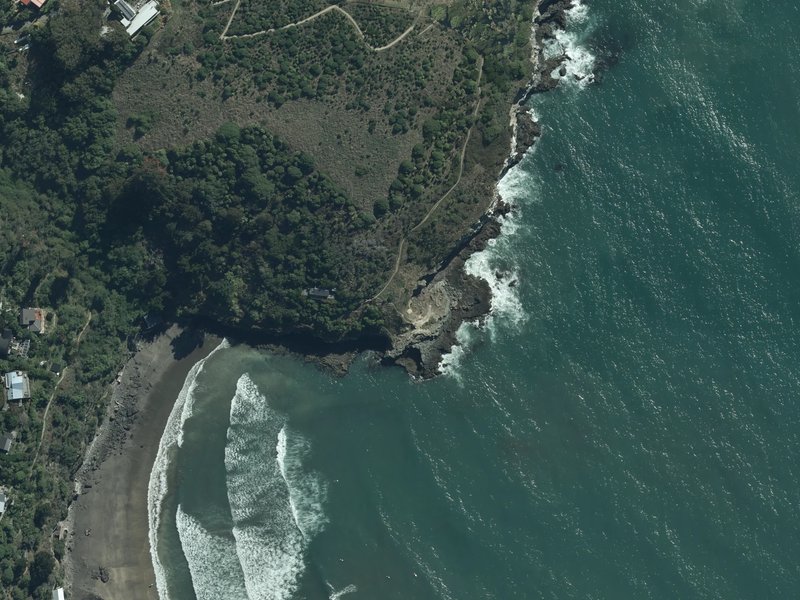 aerial view of Moki Point and the ground around it