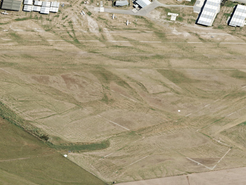 aerial view of Rangiora Airfield, Merton Road and the ground around it