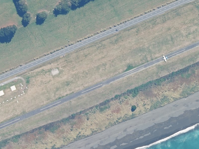 aerial view of Kaikoura Airport and the ground around it
