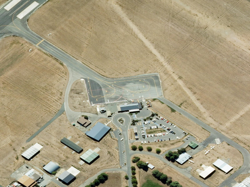 aerial view of Richard Pearse Airport and the ground around it