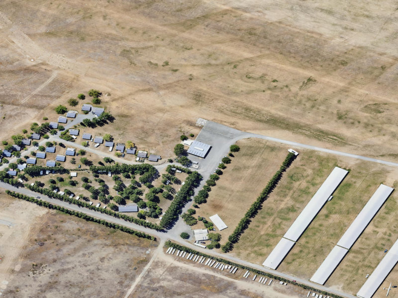 aerial view of Omarama Airport and the ground around it