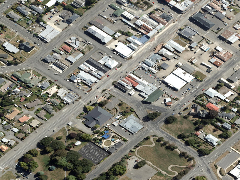 aerial view of Bus Terminus, and the ground around it