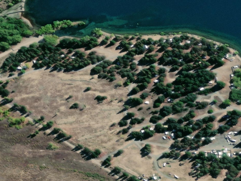 aerial view of Falstone and the ground around it