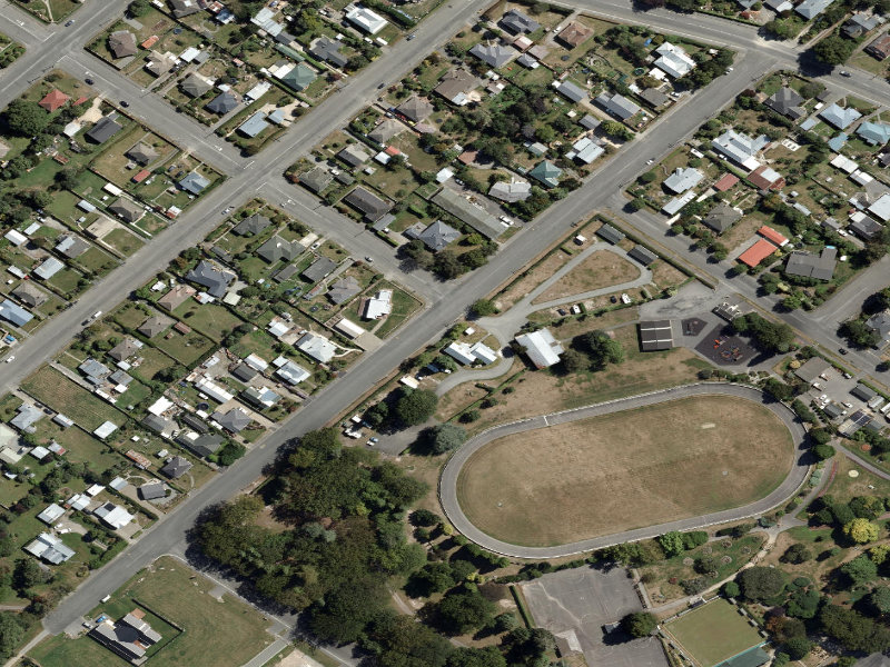 aerial view of Camper Sewage Disposal, Naylor Street, Waimate and the ground around it