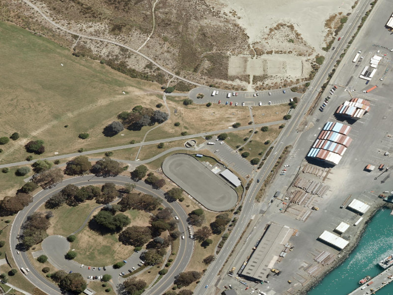 aerial view of Caroline Bay Motorhome Waste Station and the ground around it