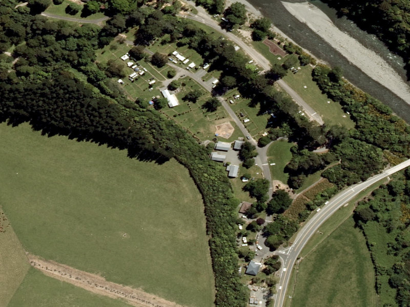 aerial view of Ashley Gorge Holiday Park and the ground around it
