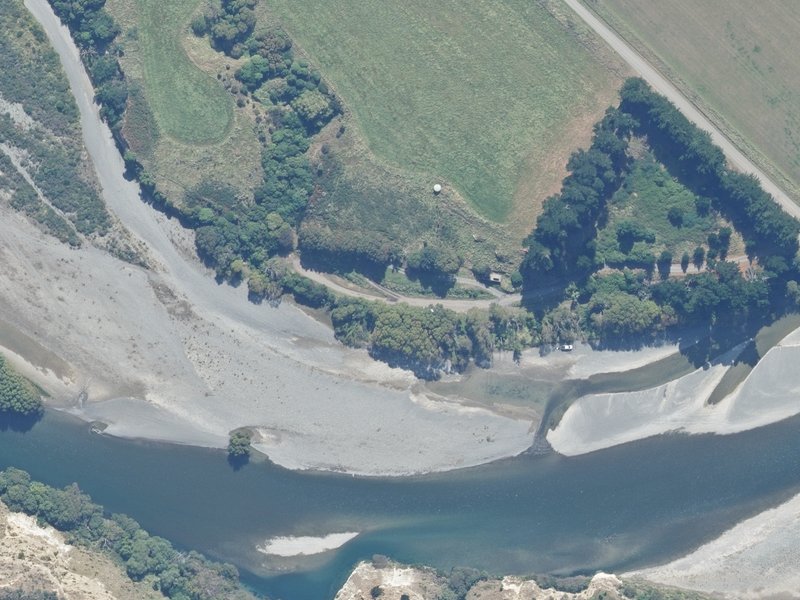 aerial view of Hurunui River Mouth Reserve Camping Ground and the ground around it