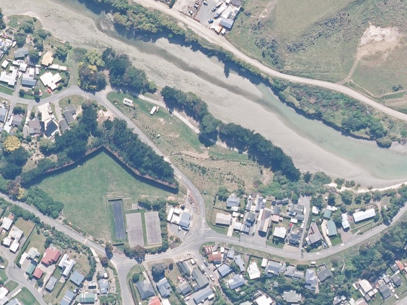 aerial view of Motunau Beach Camping Ground and the ground around it