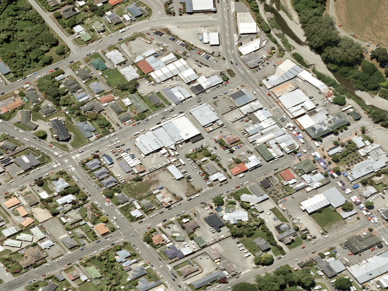 aerial view of Peel Street Carpark and the ground around it