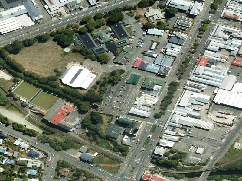 aerial view of Meek Street and the ground around it