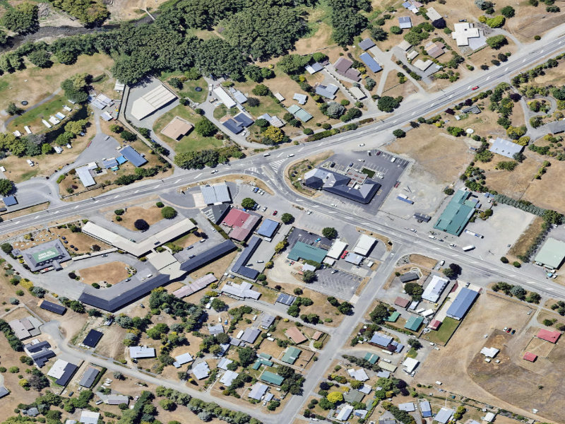 aerial view of Omarama and the ground around it