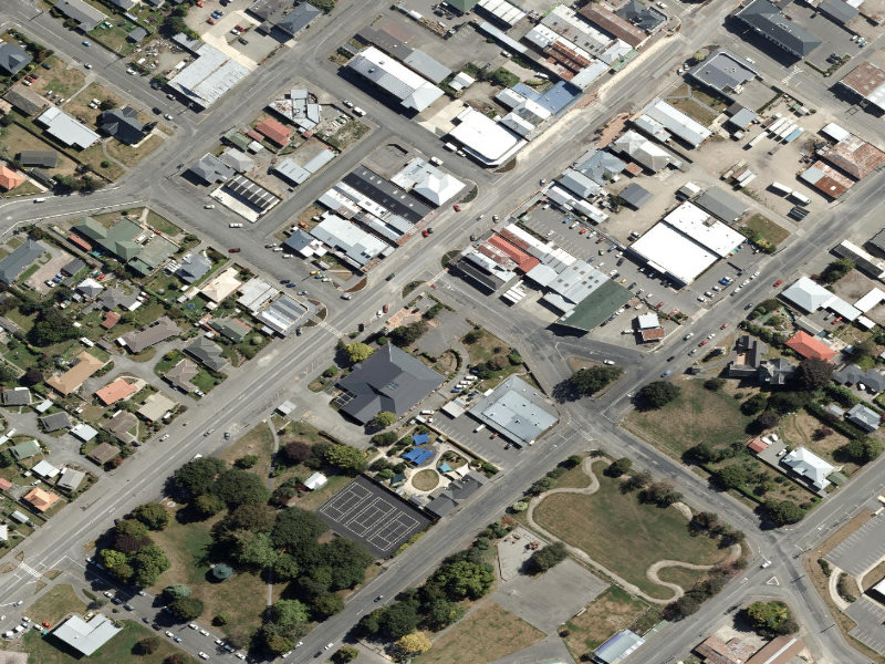 aerial view of Car Park, Victoria Terrace, Waimate and the ground around it