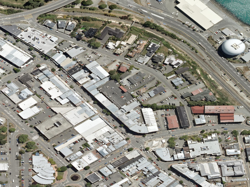aerial view of Central Mall Rooftop Carpark and the ground around it