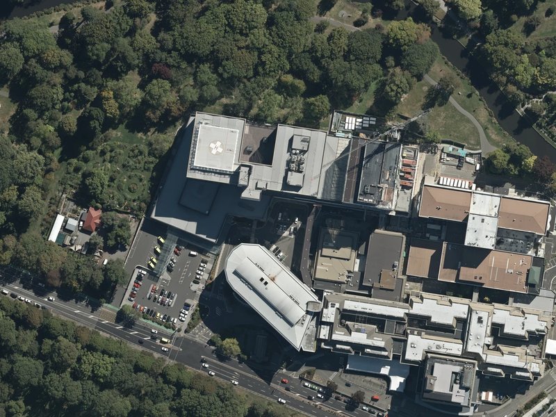 aerial view of Christchurch Hospital Grounds and the ground around it