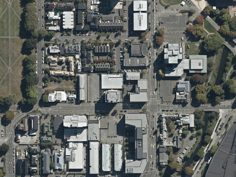 aerial view of Armagh Street and the ground around it