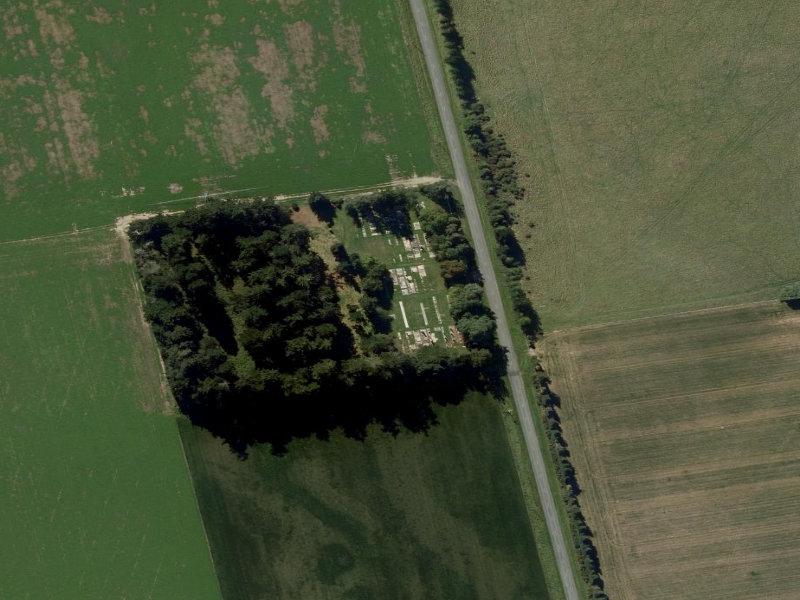 aerial view of Greendale Cemetery and the ground around it