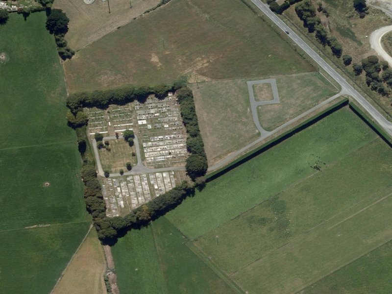 aerial view of Springston Cemetery and the ground around it