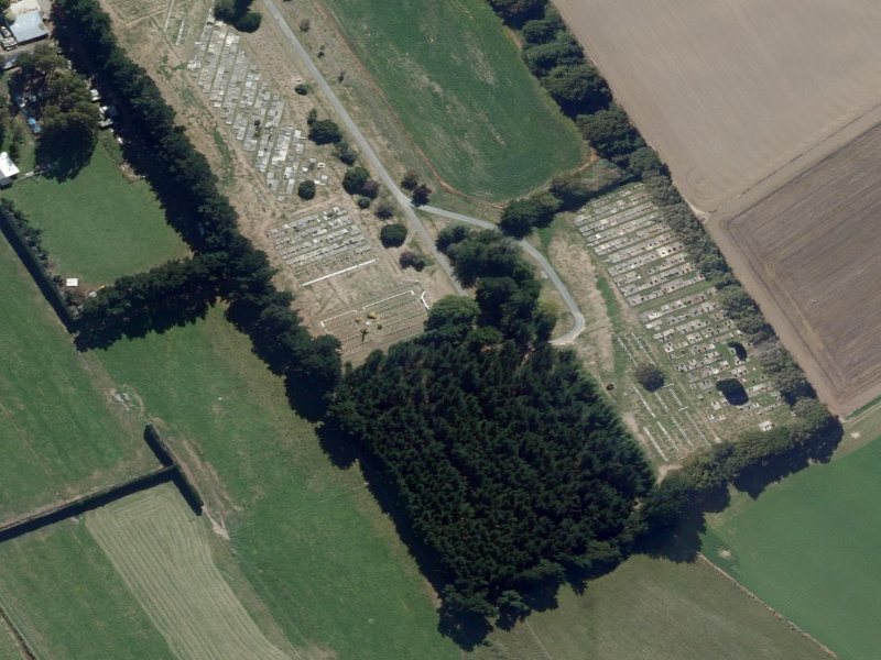 aerial view of Ellesmere Public Cemetery and the ground around it