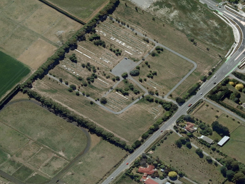 aerial view of Shands Road Cemetery and the ground around it