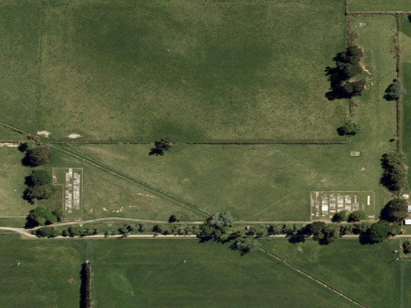 aerial view of Cust Cemetery and the ground around it