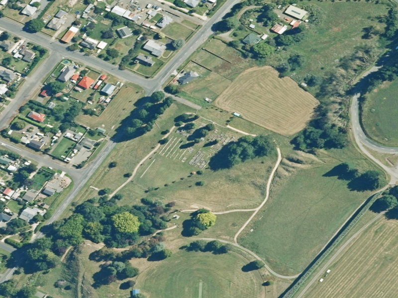 aerial view of Waiau Cemetery and the ground around it