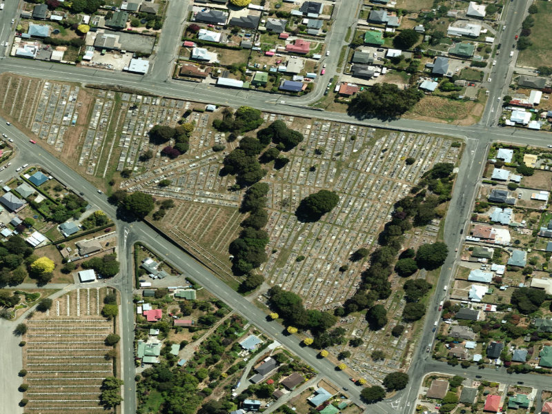 aerial view of Oamaru Old Cemetery and the ground around it