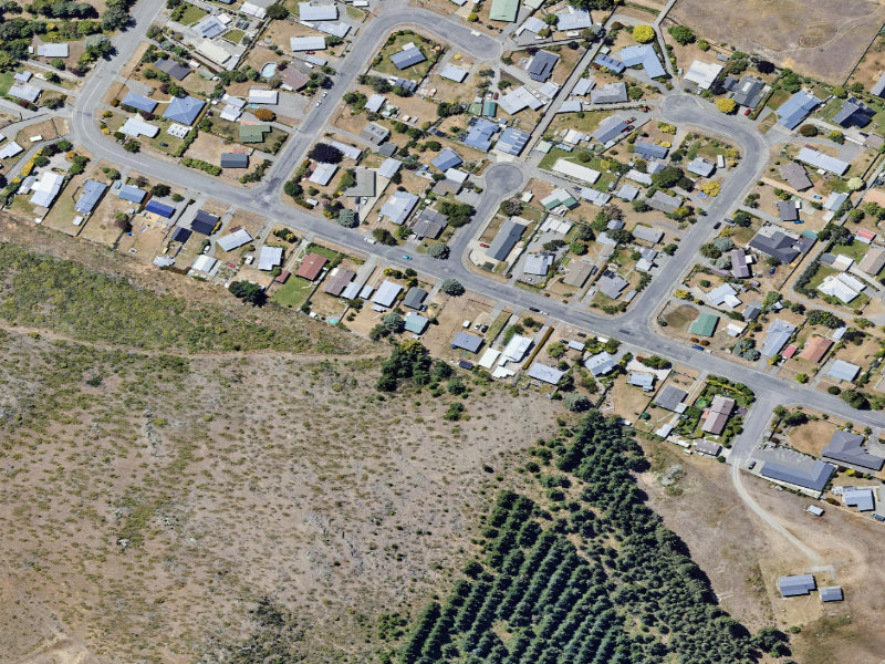 aerial view of Omarama Old Cemetery and the ground around it