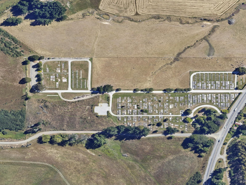 aerial view of Palmerston Cemetery and the ground around it