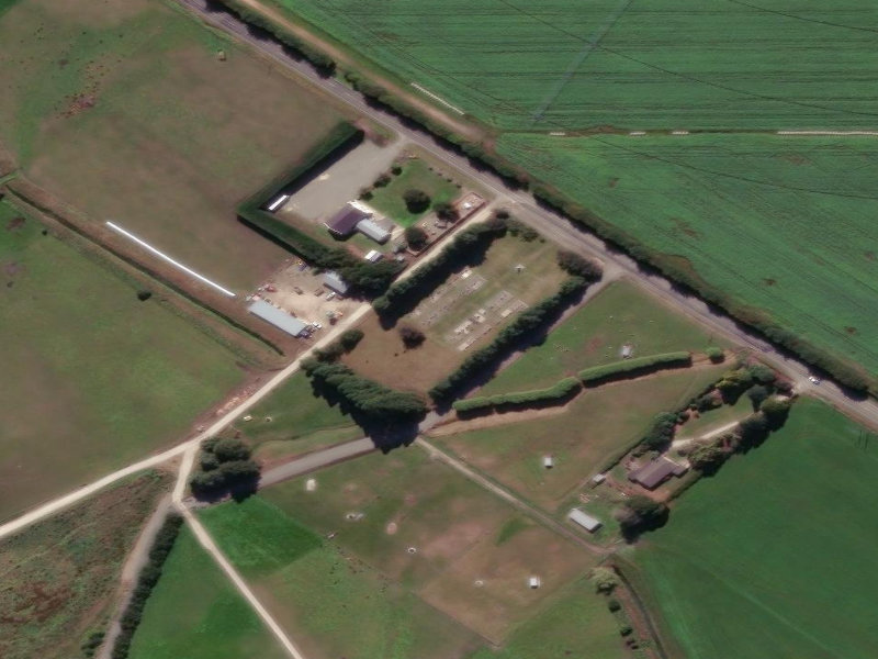 aerial view of Papakaio Cemetery and the ground around it