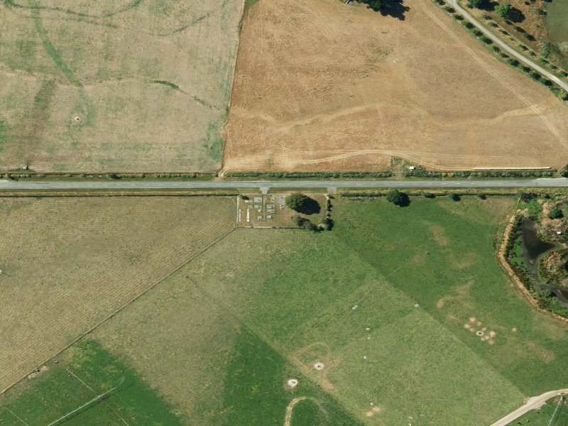 aerial view of Pareora West Cemetery and the ground around it