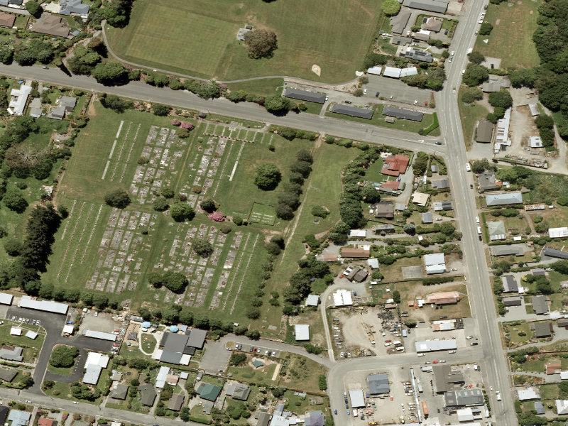 aerial view of Geraldine Cemetery and the ground around it