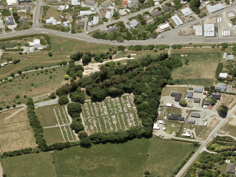 aerial view of Pleasant Point Cemetery and the ground around it