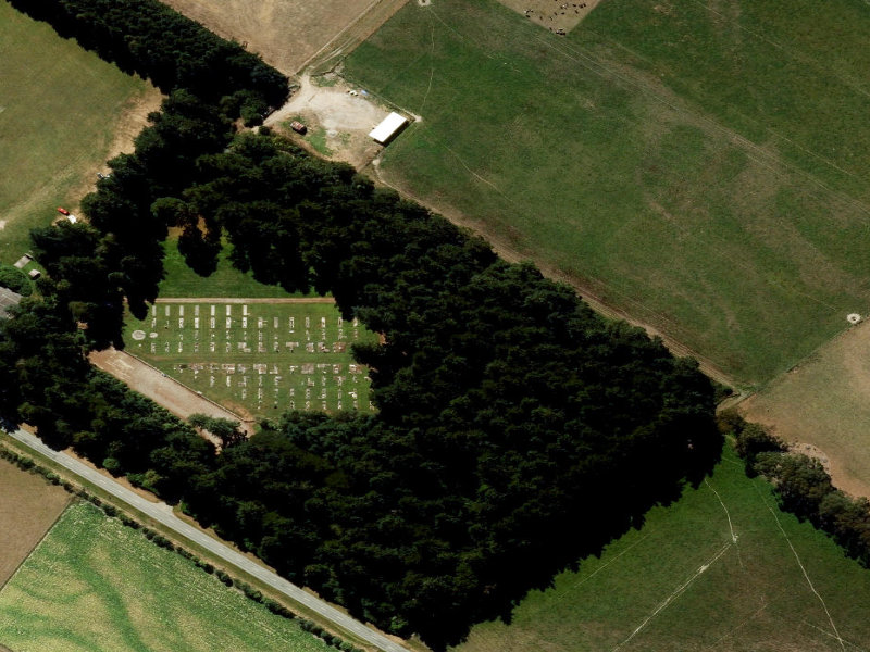 aerial view of Woodbury Cemetery and the ground around it