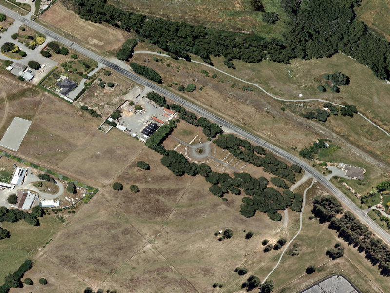 aerial view of Twizel Cemetery and the ground around it