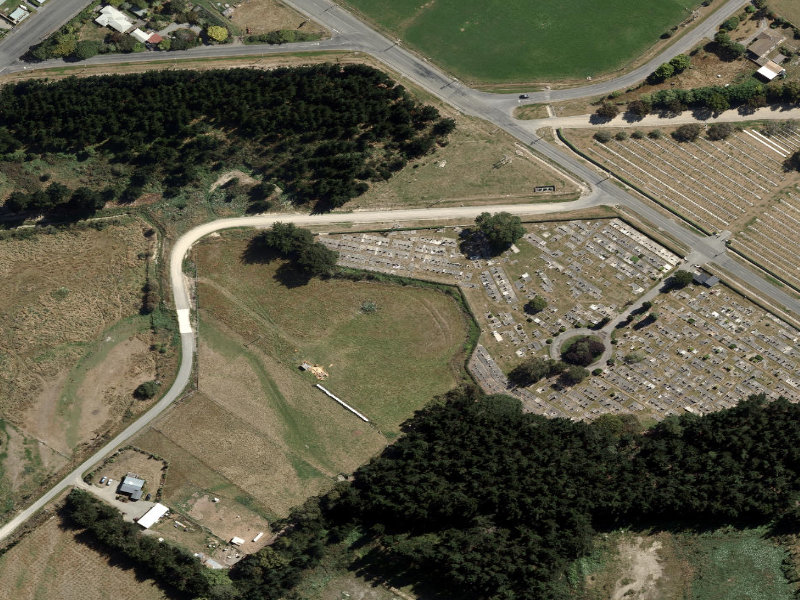 aerial view of Waimate Old Cemetery and the ground around it