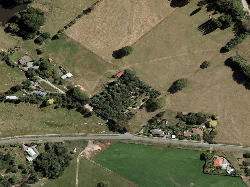 aerial view of Maori Cemetery, Te Huruhura Road, Waimate and the ground around it